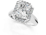 White gold Radiant Cut Halo Solitaire Engagement Ring with Square Band and Four-Prong Setting_149