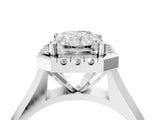 White gold Radiant Cut Halo Solitaire Engagement Ring with Square Band and Four-Prong Setting_152