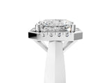 White gold Radiant Cut Halo Solitaire Engagement Ring with Square Band and Four-Prong Setting_153