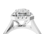 White gold Radiant Cut Halo Solitaire Engagement Ring with Square Band and Four-Prong Setting_16