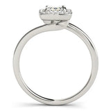 White gold Radiant Cut Halo Solitaire Ring with Channel Band and Four-Prong Setting 2