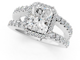 White gold Radiant Cut Halo Split Shank Diamond Ring with Four-Prong Setting_80