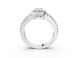 White gold Radiant Cut Halo Split Shank Diamond Ring with Four-Prong Setting_82