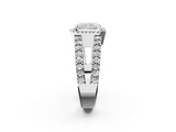 White gold Radiant Cut Halo Split Shank Diamond Ring with Four-Prong Setting_84