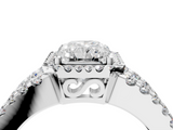 White gold Radiant Cut Halo Split Shank Diamond Ring with Four-Prong Setting_86
