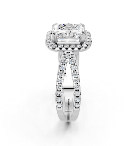 White gold Radiant Cut Halo Split Shank Pave Set Ring_27