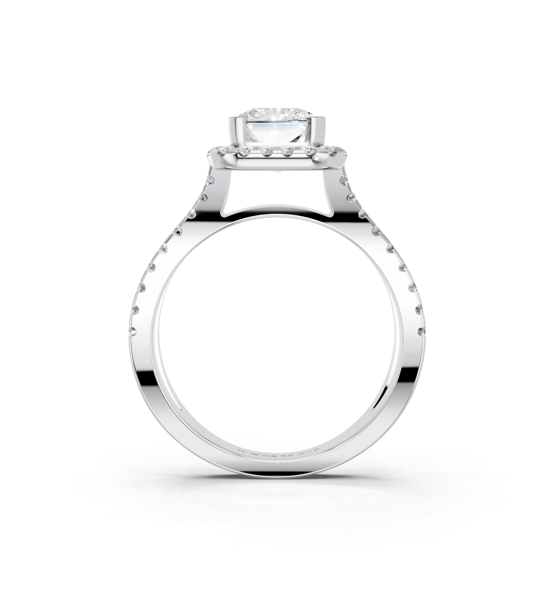 White gold Radiant Cut Halo Split Shank Pave Set Ring_28
