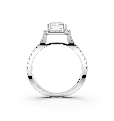 White gold Radiant Cut Halo Split Shank Pave Set Ring_28