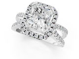 White gold Radiant Cut Halo Split Shank Pave Set Ring_68
