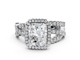 White gold Radiant Cut Halo Split Shank Prong Setting Ring_112