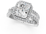 White gold Radiant Cut Halo Split Shank Prong Setting Ring_114
