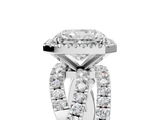 White gold Radiant Cut Halo Split Shank Prong Setting Ring_117