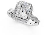 White gold Radiant Cut Halo Twisted Band Four-Prong Ring_47
