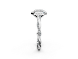 White gold Radiant Cut Halo Twisted Band Four-Prong Ring_48