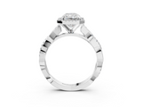 White gold Radiant Cut Halo Twisted Band Four-Prong Ring_49