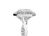 White gold Radiant Cut Halo Twisted Band Four-Prong Ring_51