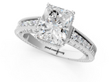 White gold Radiant Cut Milgrain Channel Set Engagement Ring with Solitaire Prong Setting_63