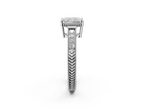 White gold Radiant Cut Milgrain Channel Set Engagement Ring with Solitaire Prong Setting_64