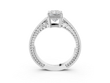 White gold Radiant Cut Milgrain Channel Set Engagement Ring with Solitaire Prong Setting_65