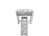 White gold Radiant Cut Milgrain Channel Set Engagement Ring with Solitaire Prong Setting_67