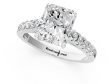 White gold Radiant Cut Pavé Band Solitaire Ring with Four-Prong Setting_249