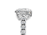 White gold Radiant Cut Pavé Band Solitaire Ring with Four-Prong Setting_253