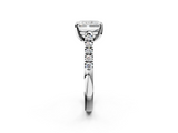 White gold Radiant Cut Pavé Band Solitaire Ring with Four-Prong Setting_254