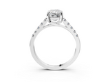 White gold Radiant Cut Pavé Band Solitaire Ring with Four-Prong Setting_302