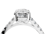 White gold Radiant Cut Pavé Band Solitaire Ring with Four-Prong Setting_303