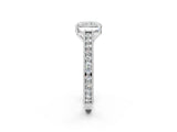 White gold Radiant Cut Pave Band Milgrain Solitaire Ring_8