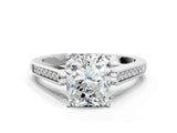 White gold Radiant Cut Solitaire Cathedral Diamond Engagement Ring with Channel-Set Band and Four-Prong Setting_3