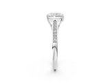 White gold Radiant Cut Solitaire Cathedral Diamond Engagement Ring with Channel-Set Band and Four-Prong Setting_5