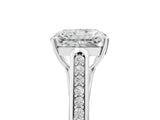 White gold Radiant Cut Solitaire Cathedral Diamond Engagement Ring with Channel-Set Band and Four-Prong Setting_8