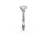White gold Radiant Cut Solitaire Diamond Engagement Ring with Pave Band and Four-Prong Setting_210