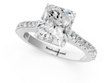 White gold Radiant Cut Solitaire Diamond Engagement Ring with Pave Band and Four-Prong Setting_210