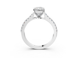 White gold Radiant Cut Solitaire Diamond Engagement Ring with Pave Band and Four-Prong Setting_212