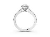 White gold Radiant Cut Solitaire Diamond Engagement Ring with Pave Band and Four-Prong Setting_213