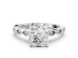 White gold Radiant Cut Solitaire Diamond Ring with Infinity Twist Band and Four-Prong Setting_92