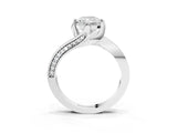 White gold Radiant Cut Solitaire Diamond Twist Band with Pavé Setting and Four-Prong Setting_10