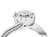 White gold Radiant Cut Solitaire Diamond Twist Band with Pavé Setting and Four-Prong Setting_11
