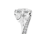 White gold Radiant Cut Solitaire Diamond Twist Band with Pavé Setting and Four-Prong Setting_12