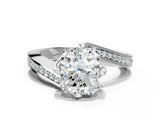 White gold Radiant Cut Solitaire Diamond Twist Band with Pavé Setting and Four-Prong Setting_7
