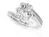 White gold Radiant Cut Solitaire Diamond Twist Band with Pavé Setting and Four-Prong Setting_8