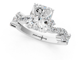 White gold Radiant Cut Solitaire Diamond Twisted Band with Pave Setting_102