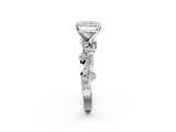 White gold Radiant Cut Solitaire Diamond Twisted Band with Pave Setting_103