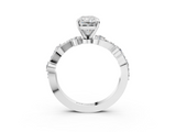 White gold Radiant Cut Solitaire Diamond Twisted Band with Pave Setting_104