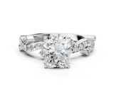 White gold Radiant Cut Solitaire Diamond Twisted Band with Pave Setting_105