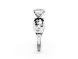 White gold Radiant Cut Solitaire Diamond with Side Stones on Criss-Cross Band and Four-Prong Setting_38