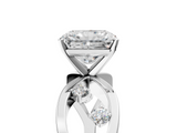 White gold Radiant Cut Solitaire Diamond with Side Stones on Criss-Cross Band and Four-Prong Setting_41
