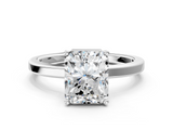 White gold Radiant Cut Solitaire Engagement Ring with Four-Prong Setting on a Classic Band_53